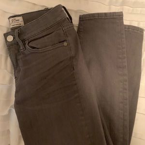 J. Crew gray toothpick mid-rise jeans.